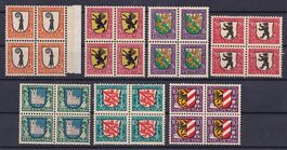 PJ, diverse 4er-Blöcke, 1923-1930, postfr.**. Kat. Fr. 46.-