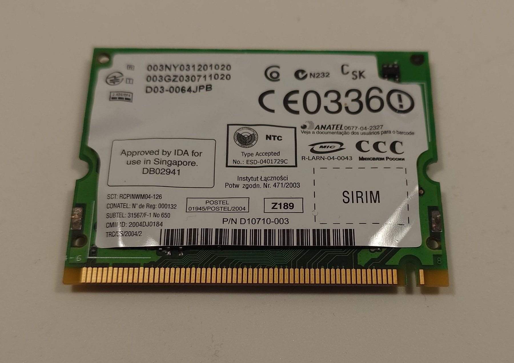 Intel Laufwerke & Adapter: Intel PRO/Wireless 2200BG Network Connection | Mini PCI WiFi – Gebraucht aus Ostermundigen von Chrisascht 1