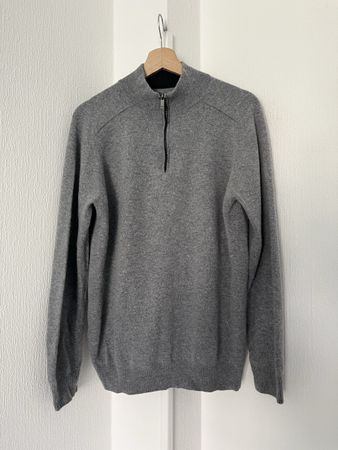 Manor Man Grey Zip Neck Sweater L Merino Wool Cashmere Blend