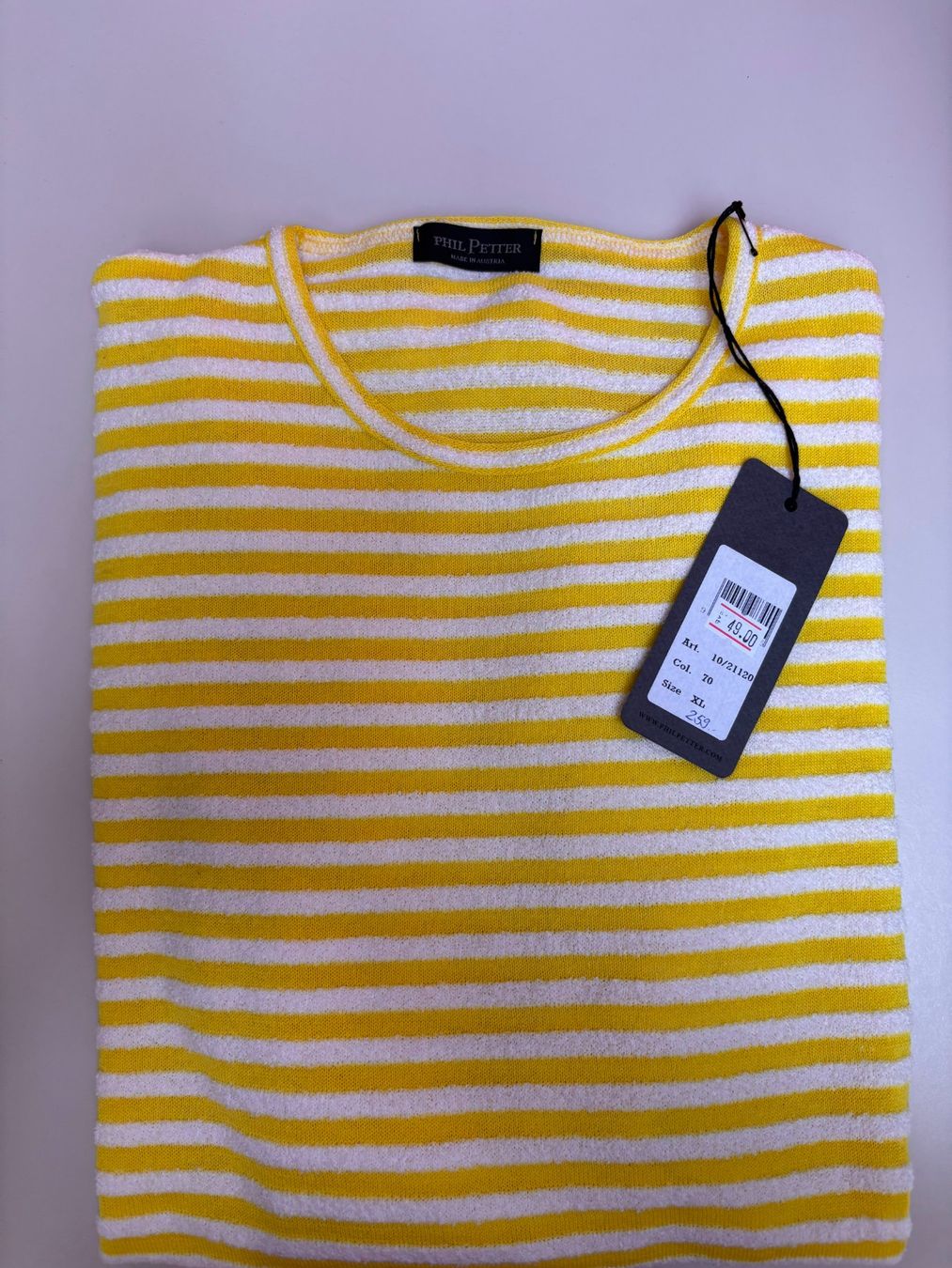 Maglioni & Felpe: Phil Petter Herren Strickpullover Gelb Weiss Gestreift Gr. X – Nuovo e nell'imballaggio originale da Wohlen AG venduto da ZweierMode 1