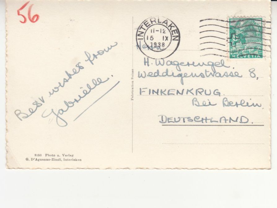 Cartoline postali: Lütschine Jungfrau 1938 – Usato da Bürglen TG venduto da StampGraf 1