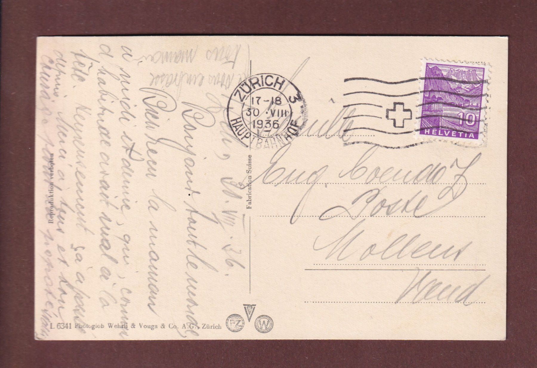Ansichtskarten: ZÜRICH - Quai - 1936 – Gebraucht aus Pully von nicecards-shop 1