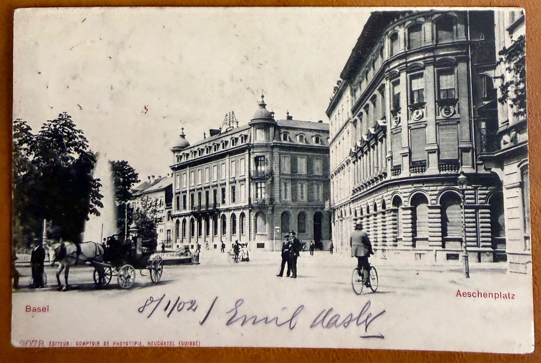 Cartoline postali: Basel - Aeschenplatz - Animation  1902 – Usato da Lutry venduto da Ediego