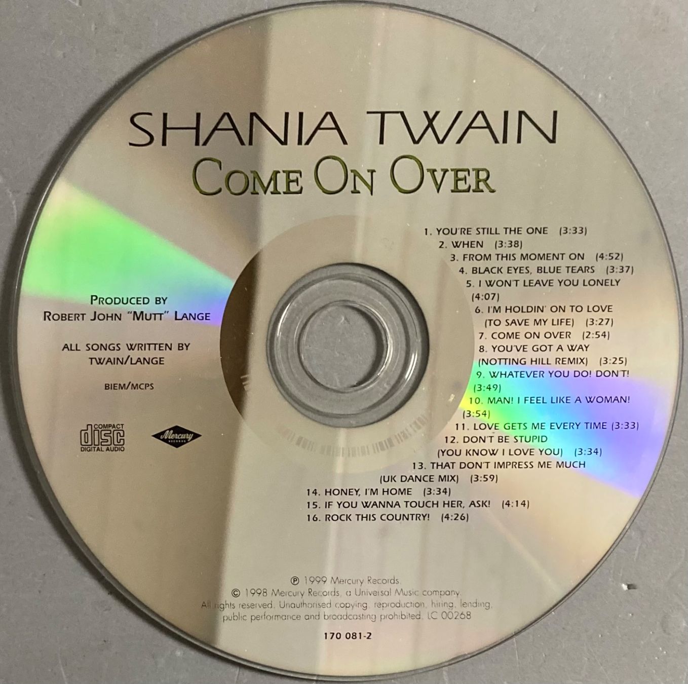 CDs: SHANIA TWAIN - COME ON OVER – Gebraucht aus Poliez-Pittet von Newtown-Records 3