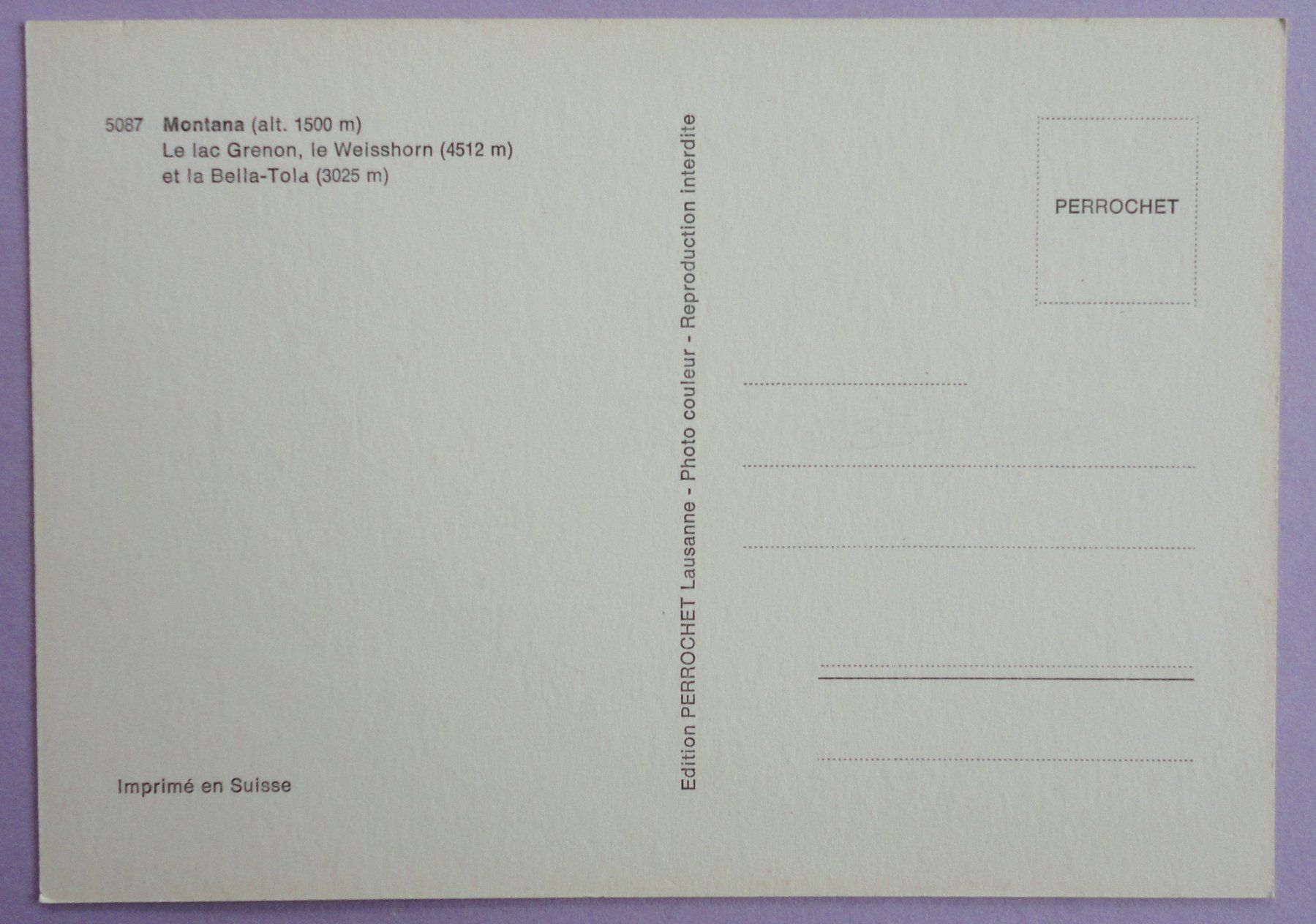 Cartoline postali: Montana - Le Lac Grenon – Usato da Fétigny venduto da Billy2miny 1