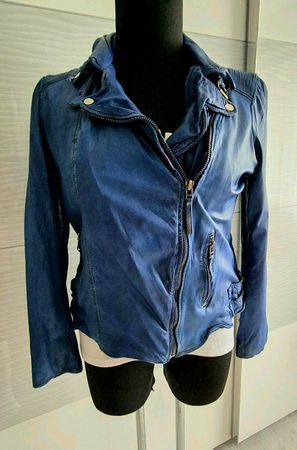 Lederjacke Damen Gr. 2XL, wie 44, kleine 46, blau Neu