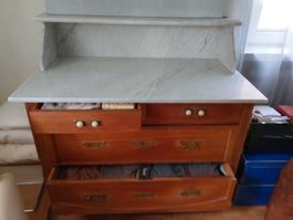 Antike edle Holzkommode Marmor Aufsatz KOMMODE Vintage Look!