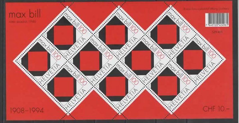 Tutti i francobolli: Kleinbogen max bill  rotes quadrat  **   (B – Nuovo (secondo la descrizione) da Ruggell venduto da Masescha