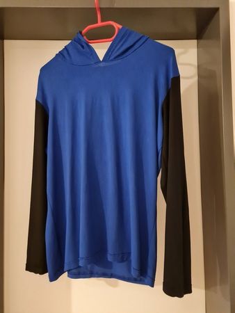 Neuw.T'Shirt langarm mit Kapuze - blau/schwarz - Gr.164/176
