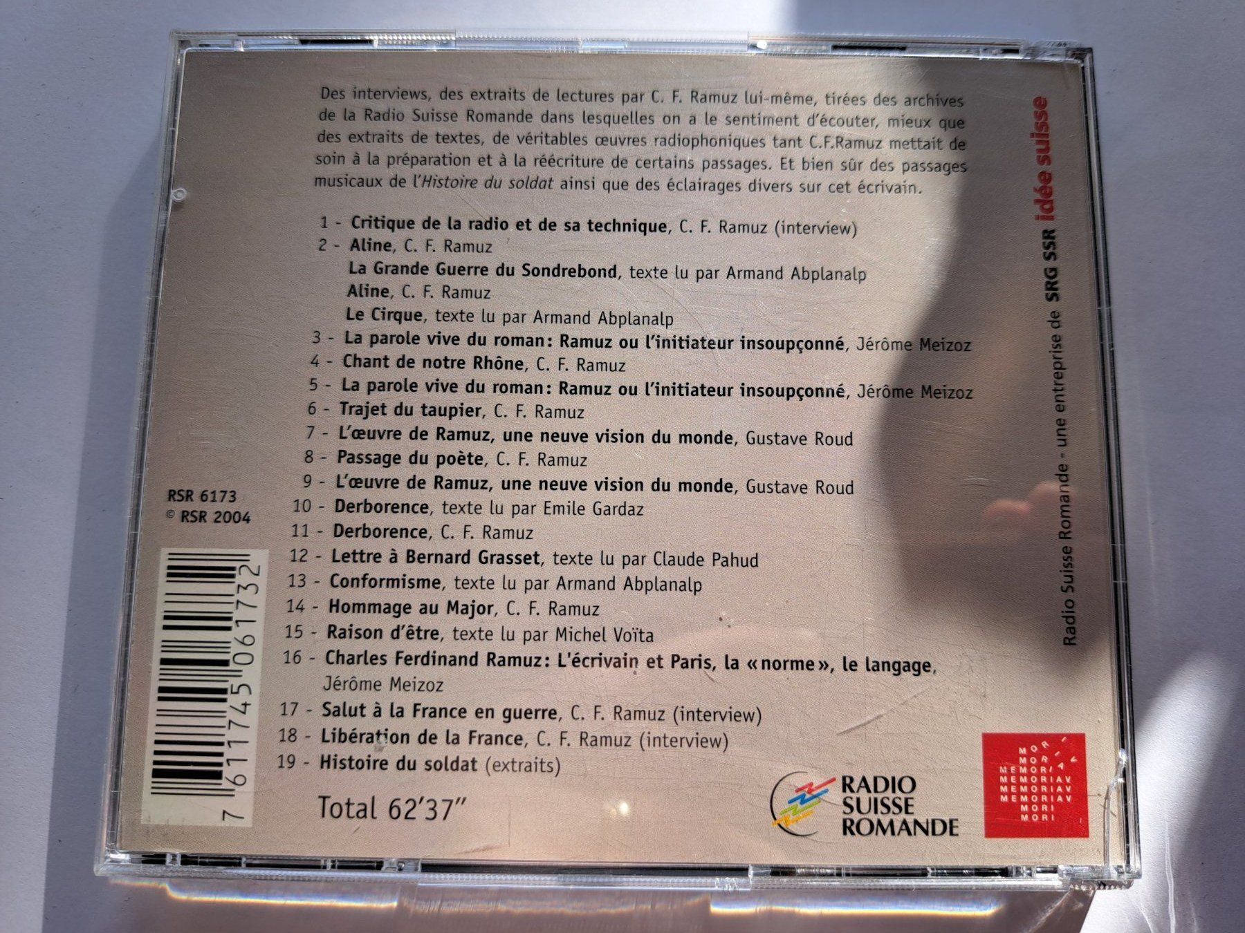 CD: Cd Charles - Ferdinand Ramuz Cd Audio RSR  – Usato da Pully venduto da bro_n52j 1