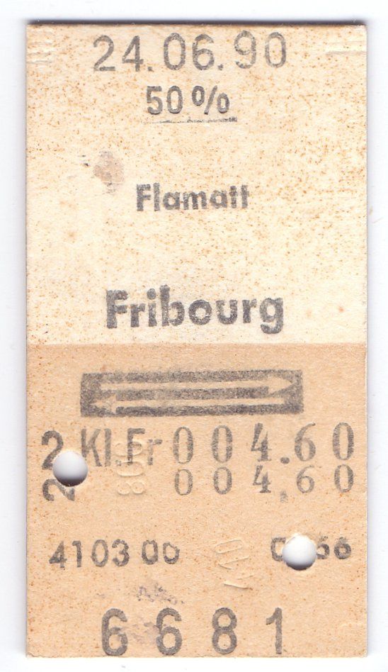 Biglietti: Billette Flamatt - Fribourg – Usato da Langenthal venduto da Sammlungs_aus