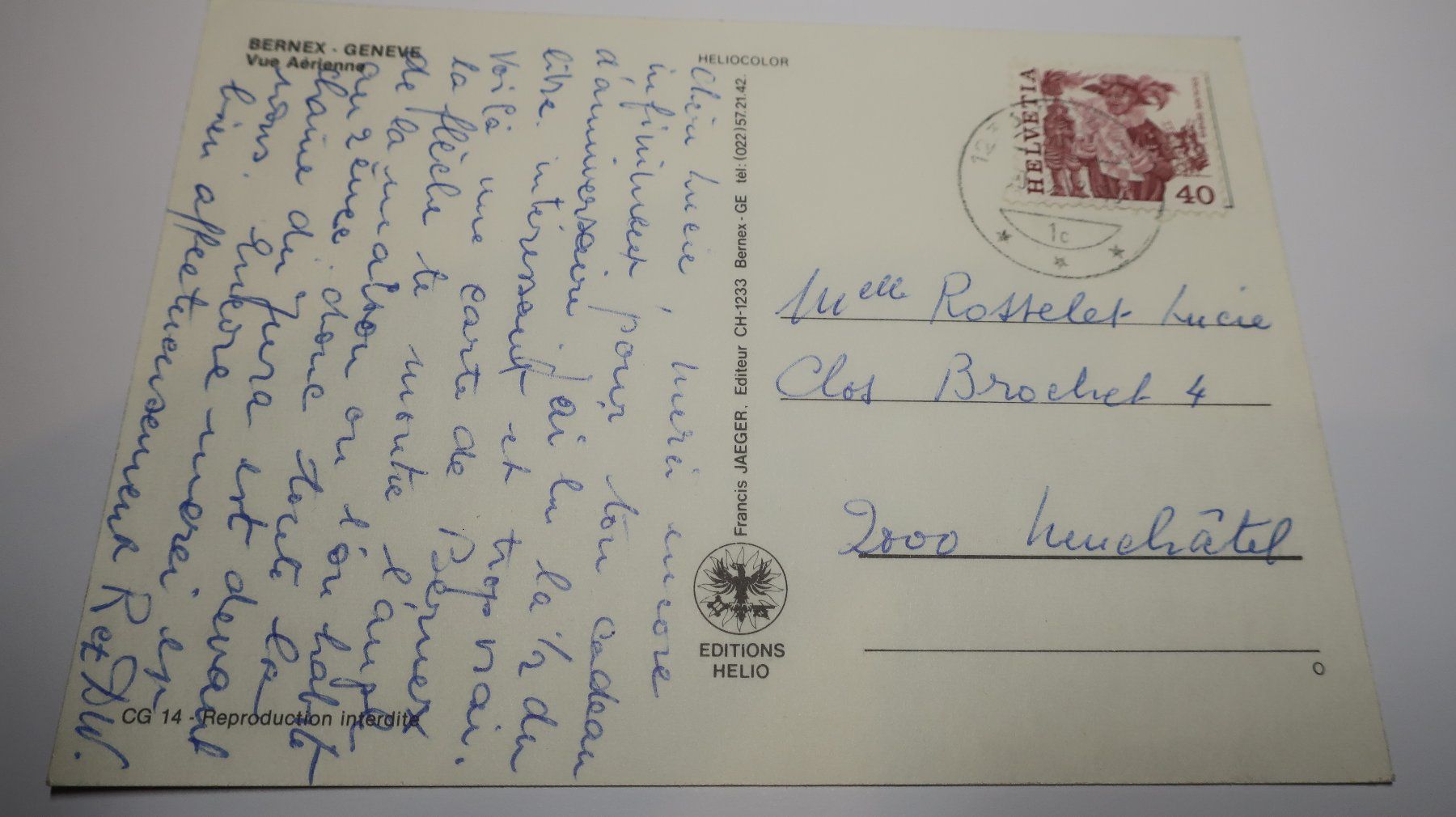 Cartoline postali: Bernex Genève Vue aérienne – Difettoso da Cormoret venduto da Pascalll2001 3