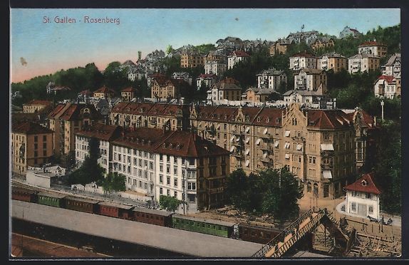 Cartoline postali: St. Gallen, Rosenberg, Eisenbahn - Perso – Usato da Berlin venduto da bartko-reher