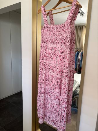 Zara Kleid aus Viskose & Leinen mit Ethnik Print (L)