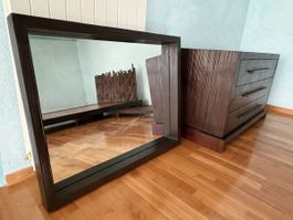 Comó cassettiera e specchio in legno massello stile asiatico