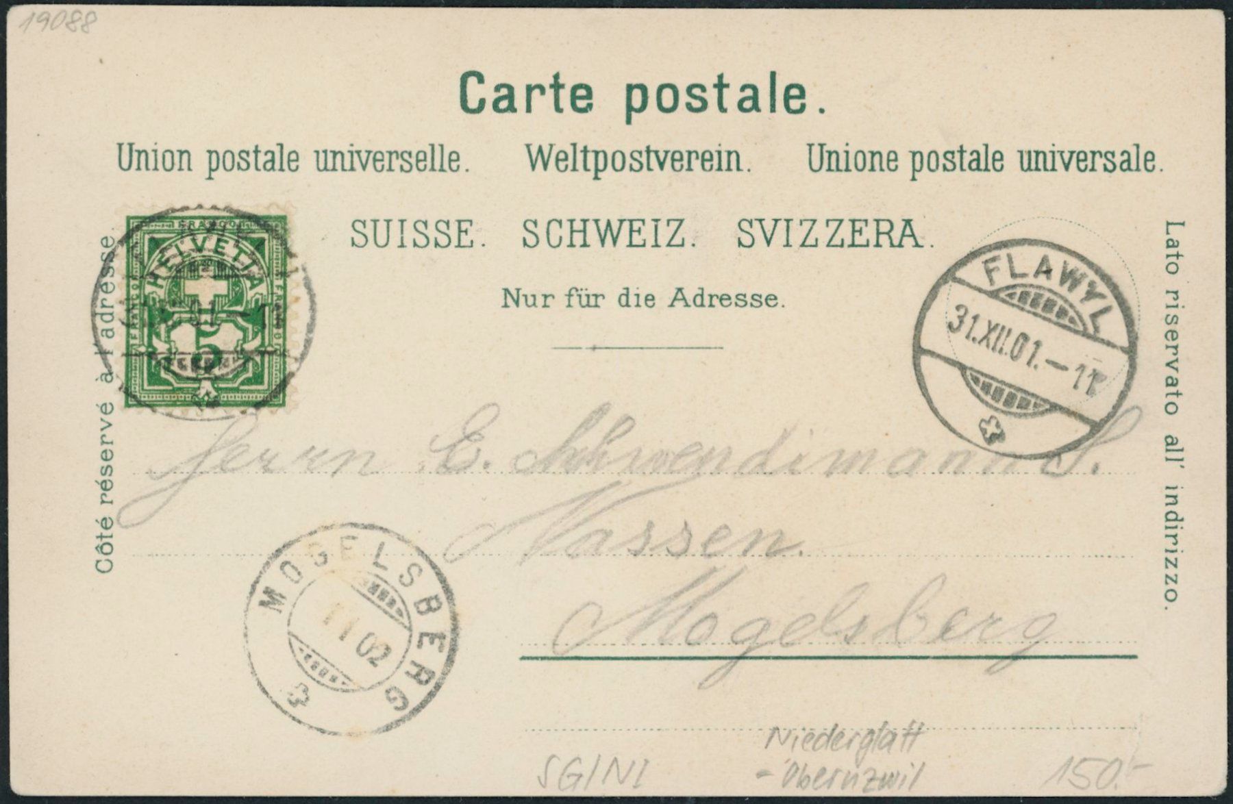 Cartoline postali: SG Niederglatt - Oberuzwil – Usato da Schindellegi venduto da stationary 1