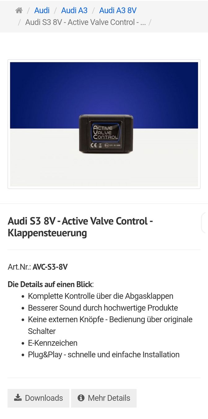 Audi Tutti pezzi di ricambio auto: Audi S3 8V Klappensteuerung Active Valve Control  – Usato da Saland venduto da Ph.Kaeser 2