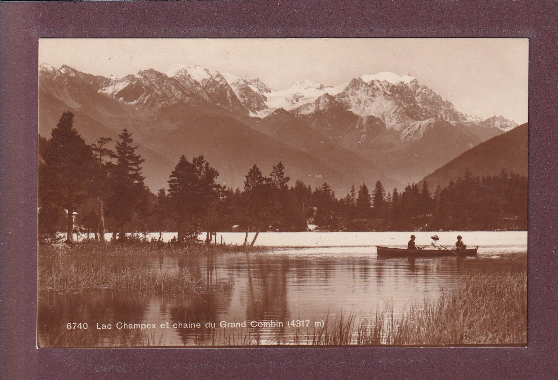 Ansichtskarten: LAC CHAMPEX - Barque - Grand Combin – Gebraucht aus Pully von nicecards