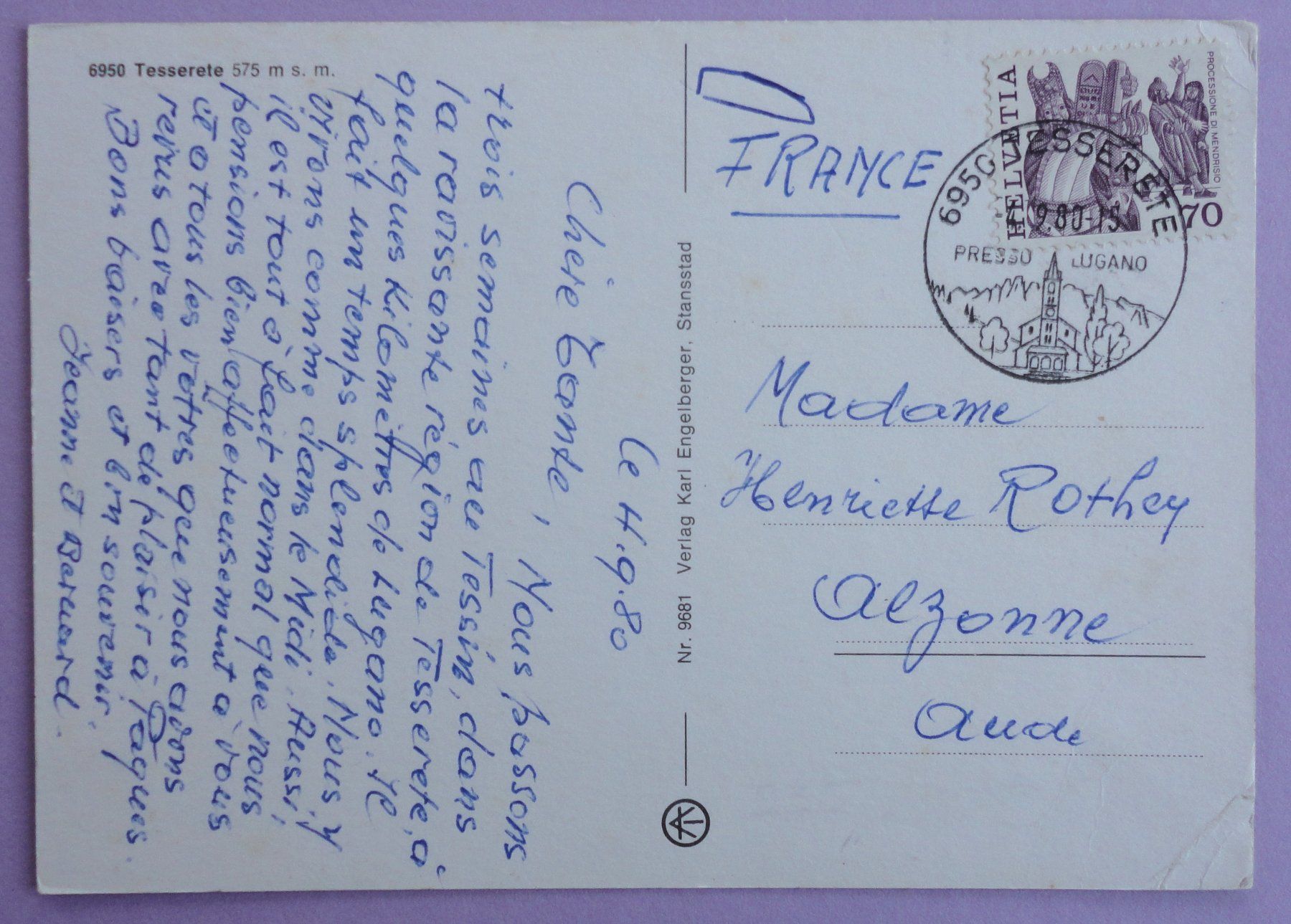 Cartoline postali: Tesserete 575 m s.m. – Difettoso da Fétigny venduto da Billy2miny 1