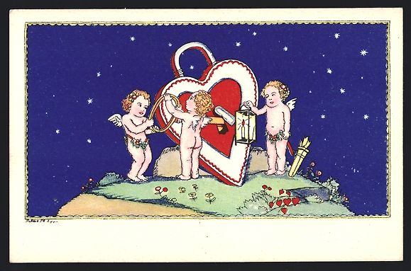 Cartoline postali: Robert Philippi: Kleine Amoretten schlie – Usato da Berlin venduto da bartko-reher