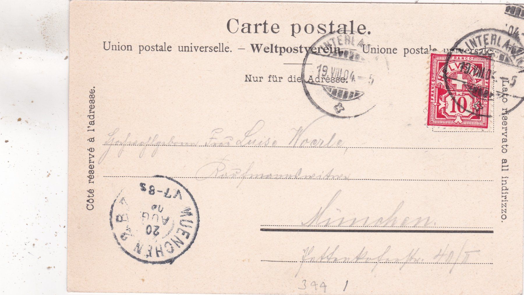Cartoline postali: Lauterbrunnen und Staubbach 1904 – Usato da Herisau venduto da Lisegrat2008 1