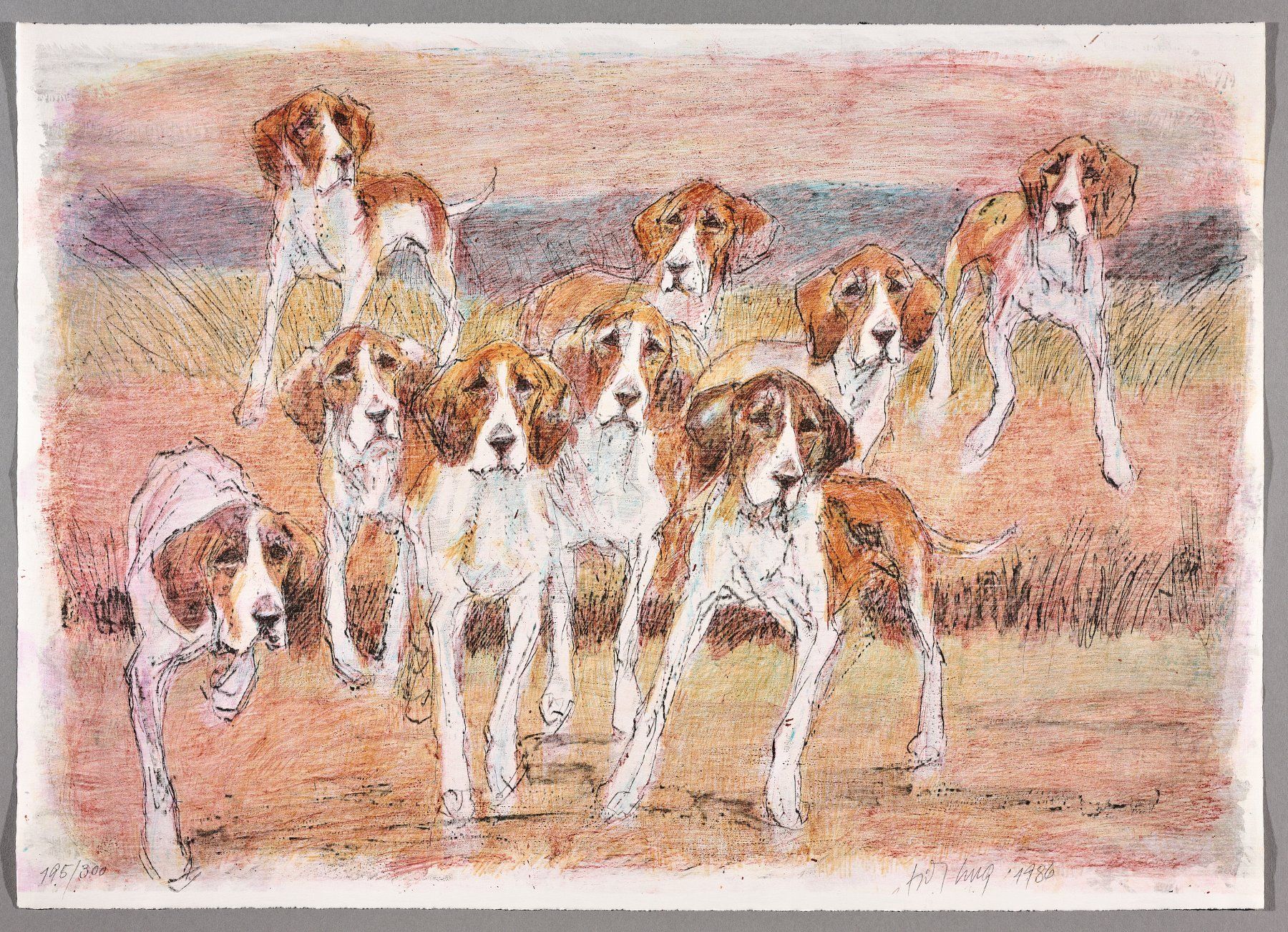 Grafiken & Lithographien: Fritz Hug, Lithographie "Hundemeute" – Neu (gemäss Beschreibung) aus Zürich von CPH56