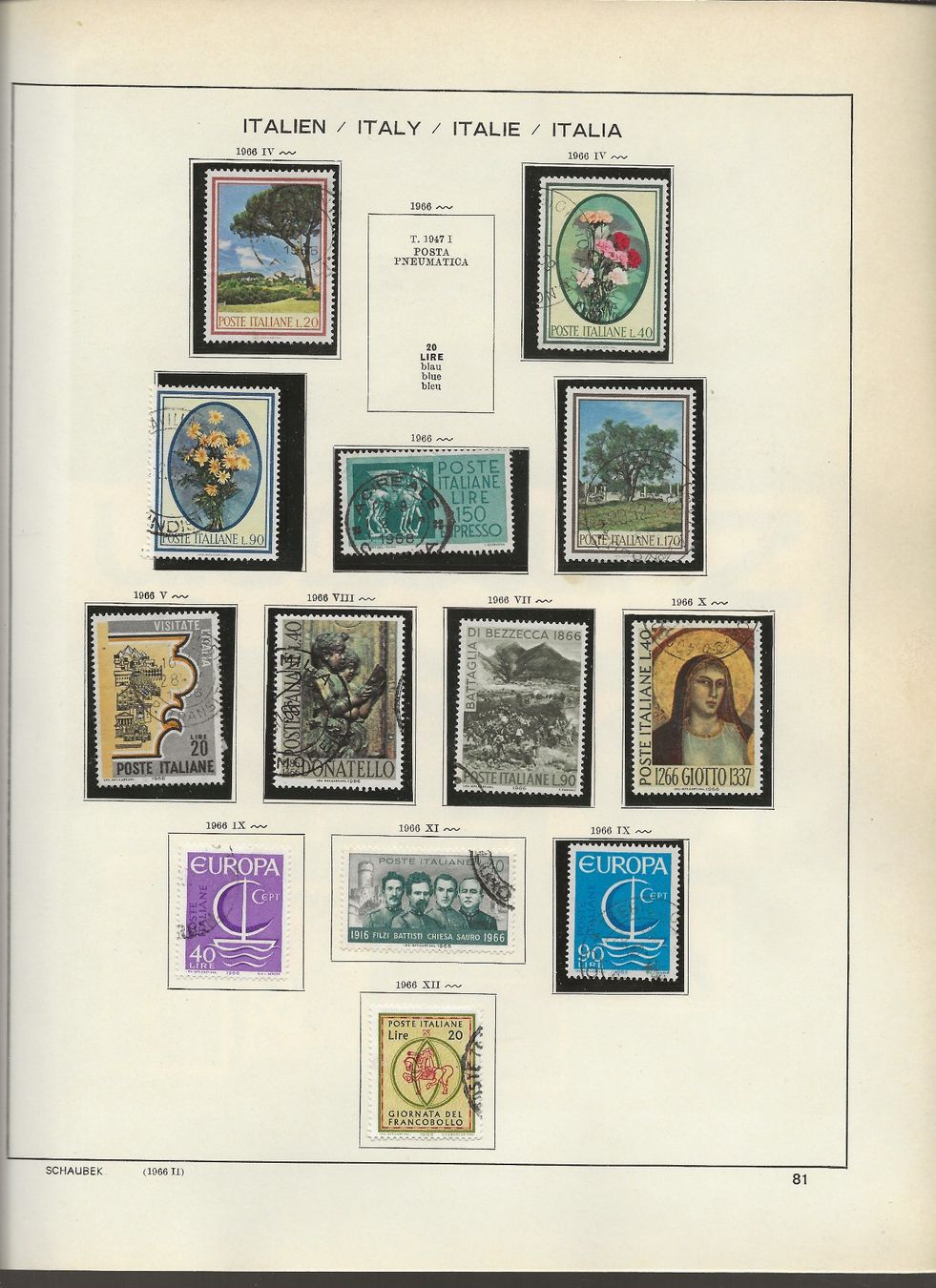 Alle Briefmarken: Marken Italien 1965 bis 1968 – Gebraucht aus Au ZH von xelagreb01 3