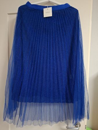 Jolie jupe plissée bleue à paillettes, taille TU