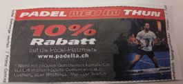 Padelta Thun: 10% Rabatt auf Padel-Platzmiete – Gutschein!