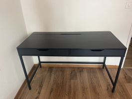 Schreibtisch schwarz 2 Schubladen Metallgestell