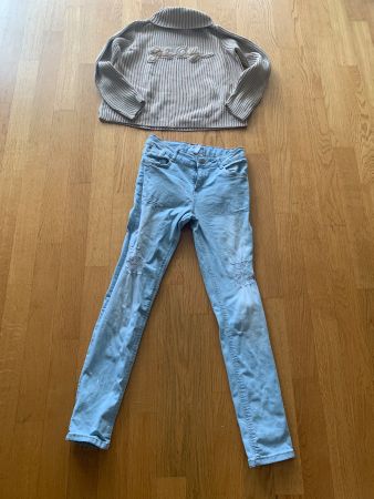 Kleider Paket Jeans + Pullover, Mädchen Gr. 146 / 152