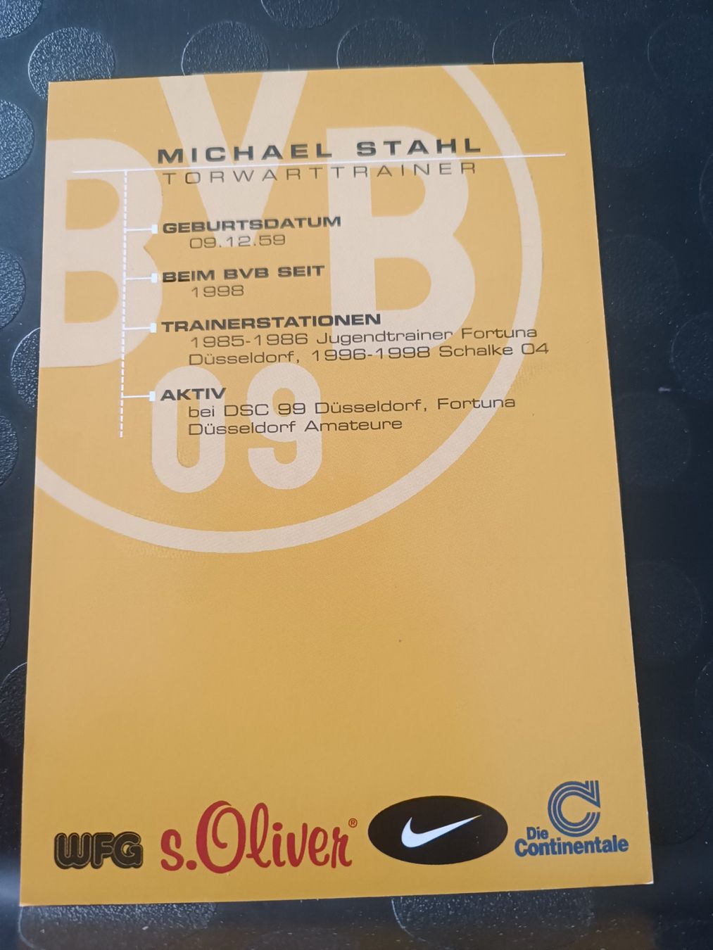 Autographes: Michael Stahl - BVB - Handsignierte alte Karte – D'occasion à Menziken par Artographs 1