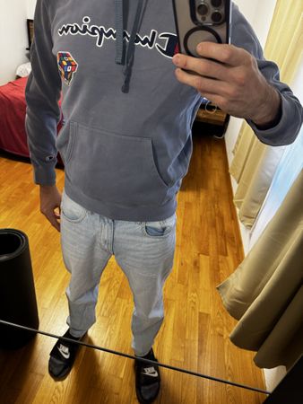 Türkisfarbener Champion-Kapuzenpullover mit Würfel-Motiv