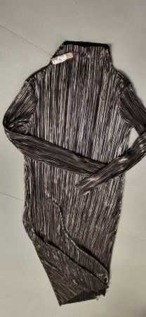 MALIPARMI Robe longue Satin lurex laminé or et bronze