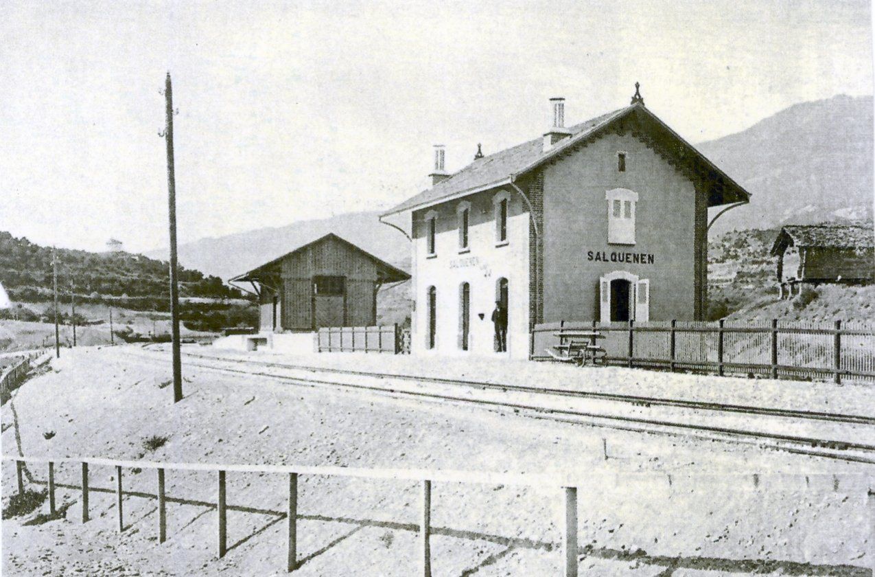 Ansichtskarten: Salgesch  VS   -   Bahnhof / Station – Gebraucht aus Brig von Valcards54