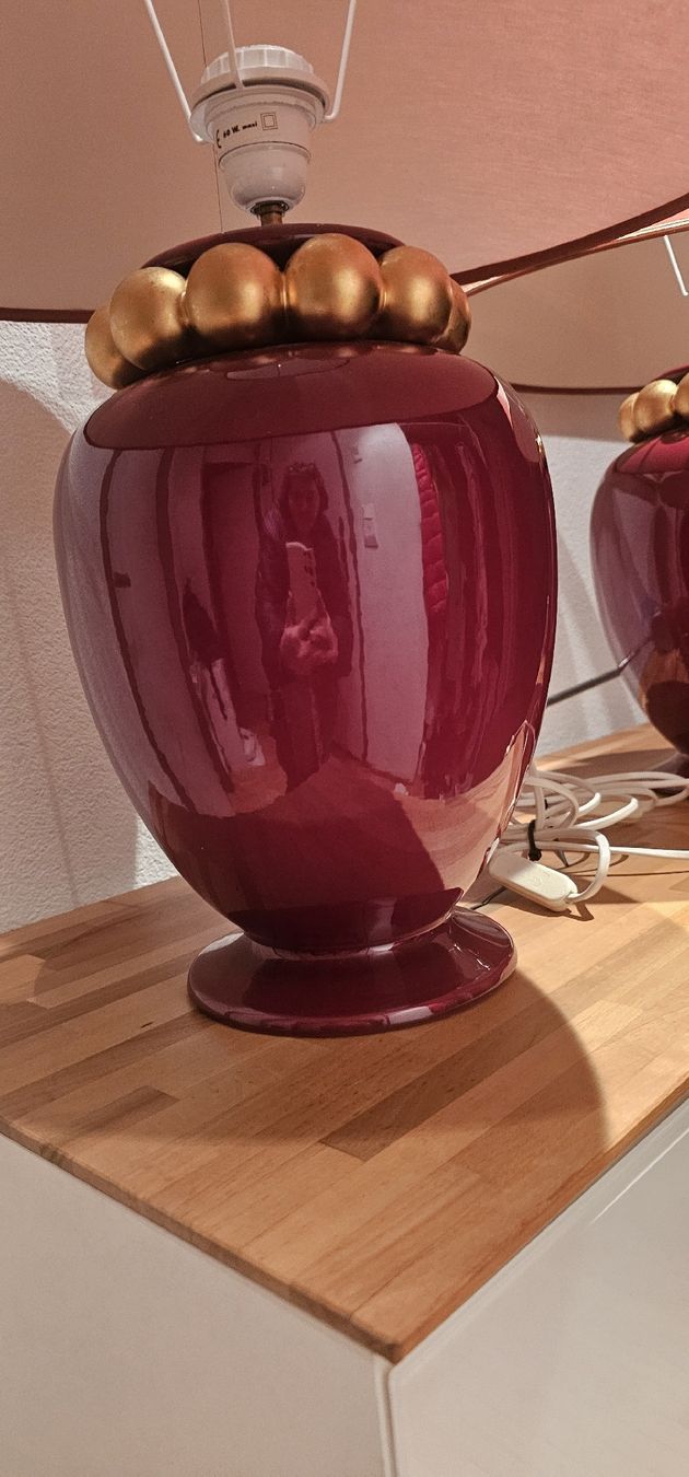 Lampade: 2 elegante Kostka Tischleuchten, weinrot – Usato da Riedikon venduto da Winter21. 4