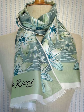 Schal Seide Designer Mlle RICCI France Lilien VINTAGE 1960s