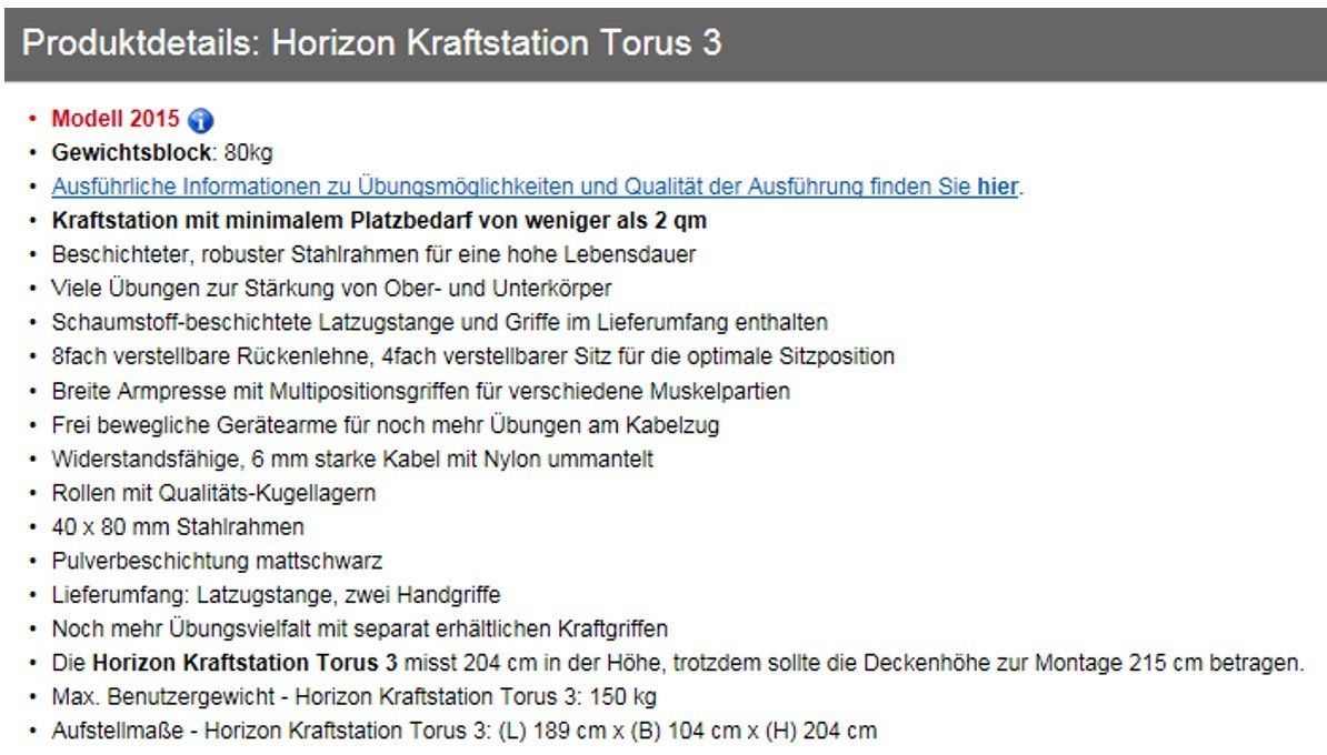 Hometrainer: Kraftstation Horizon Torus 3 – Usato da Rüdlingen venduto da Don_pedro 6
