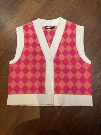 Strickweste J.Lindeberg Rautenmuster pink weiss Grösse S