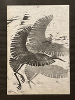 Original Holzschnitt Vögel / Kraniche (Werner Hofmann ?)