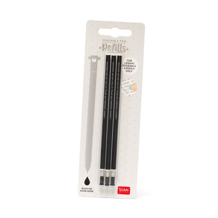 Legami 3 Ersatzminen SCHWARZ für löschbaren Gelstift - Erasable Gel Pen, Stift , Gelschreiber Minen