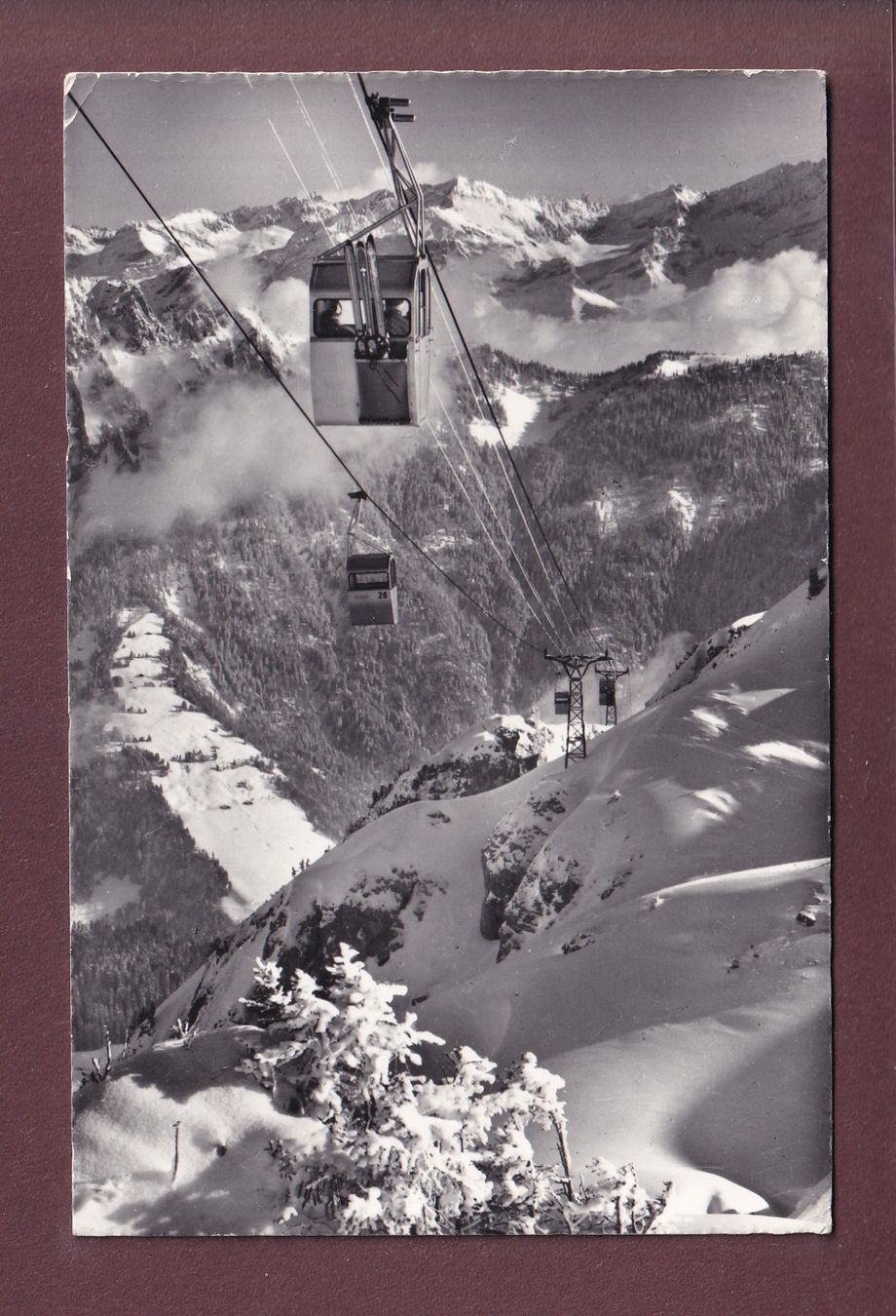 Ansichtskarten: LEYSIN - Téléphérique de la Berneuse - 1962 – Gebraucht aus Pully von nicecards
