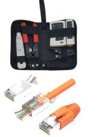 50x RJ45 Stecker orange + Werkzeug
