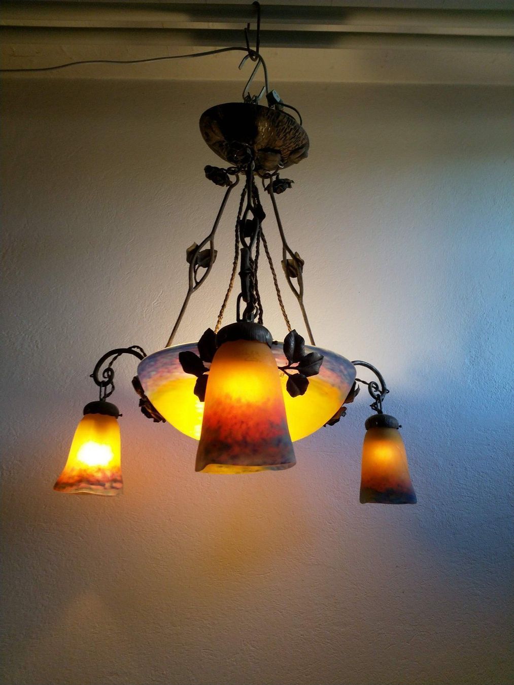 Müller Lampadari & plafoniere: Muller Freres Art Nouveau Leuchter – Difettoso da stettlen venduto da VintageBern_ch 1
