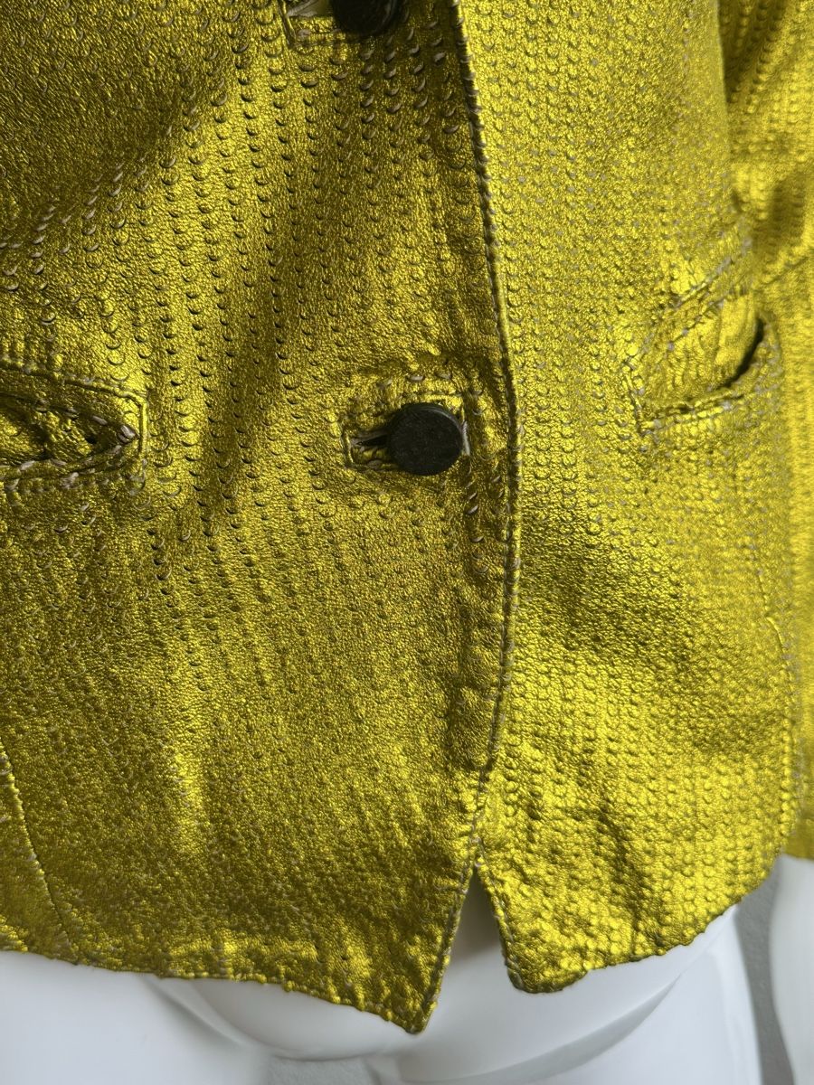 Giorgio Brato Giacche: Giorgio Brato Gold Leather Jacket, Size 44 IT – Usato da Vevey venduto da ledidream 2