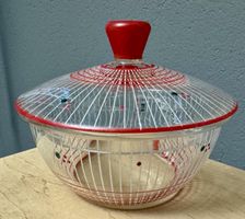 Vintage Deckeldose Dose Bonboniere Glas 50er 60er Jahre