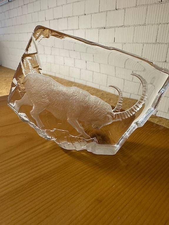 Sculture & Statue: Grosse Mats Jonasson WWF Steinbock Skulptur Glas – Usato da Ibach venduto da jansim 1