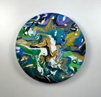Acryl-Flüssigmalerei, kreisförmig