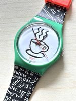Swatch Uhr Kaffeetasse Motiv grün guter Zustand