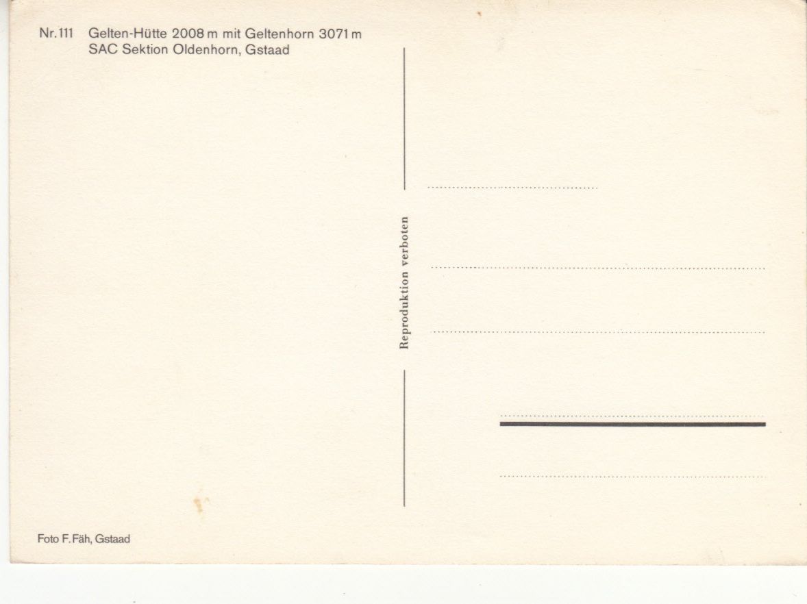 Cartoline postali: Gelten Hütte ca. 1970 – Usato da Bürglen TG venduto da StampGraf 1